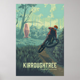 Póster de viaje de ciclismo de montaña Kirroughtre