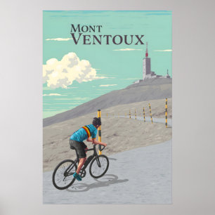 Póster de viaje de ciclismo del Mont Ventoux