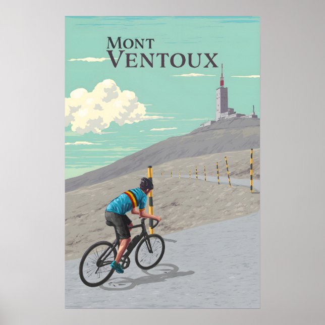 Póster de viaje de ciclismo del Mont Ventoux (Frente)