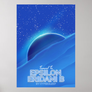 Póster de viaje de ciencia ficción Epsilon Eridani