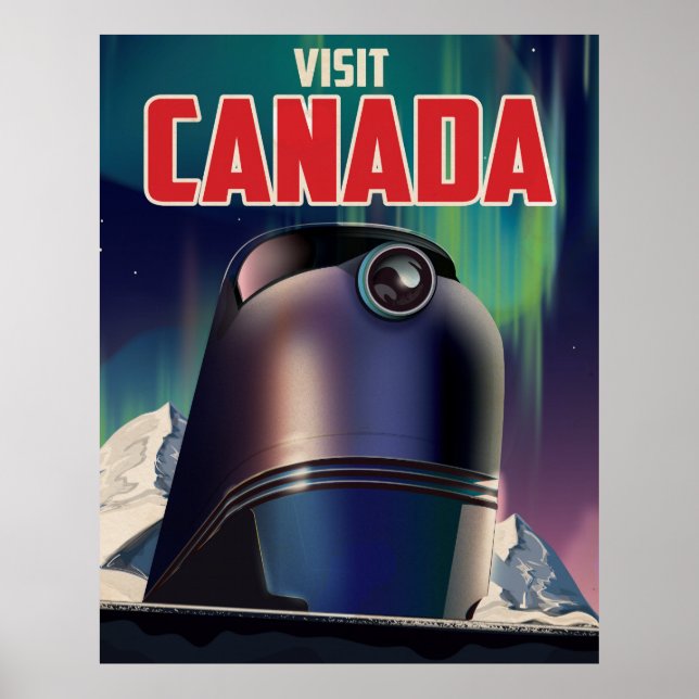 Póster de viaje de ciencia ficción Visita Canadá (Frente)