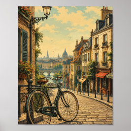 Póster de viaje de ciudad de bicicleta vintage par