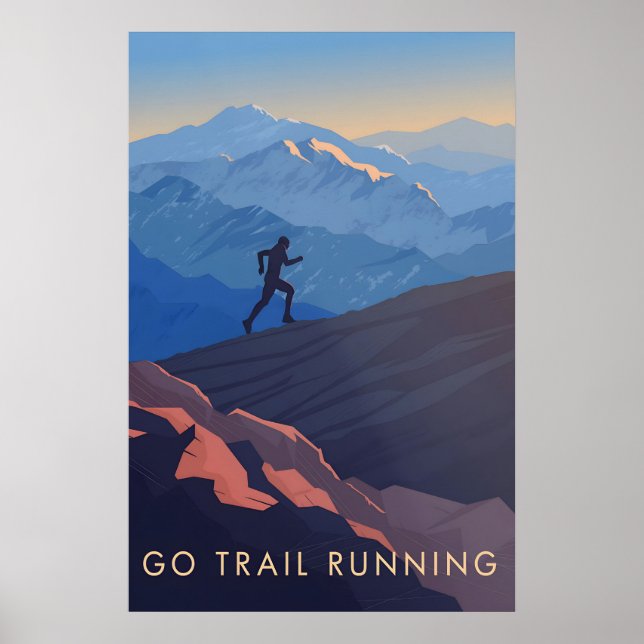 Póster de viaje de correr por senderos (Frente)