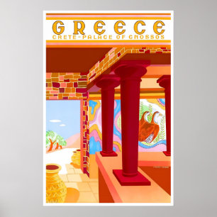 Póster de viaje de Creta arte Grecia Impresión gri