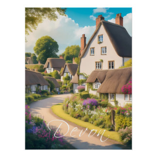 Póster de viaje de Devon Inglaterra