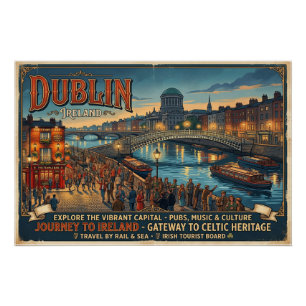 Póster de viaje de Dublín vintage Irlanda
