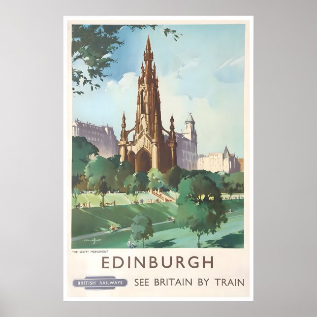 Póster de viaje de Edimburgo Arte de Escocia Escoc (Frente)