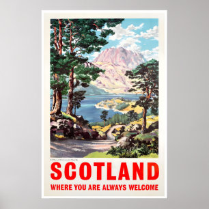 Póster de viaje de Escocia Arte escocés Loch Maree