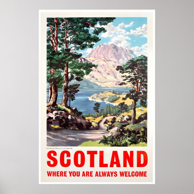Póster de viaje de Escocia Arte escocés Loch Maree (Frente)