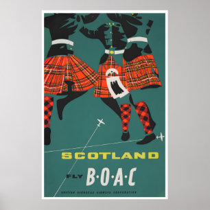 Póster de viaje de Escocia BOAC Impresión de arte 