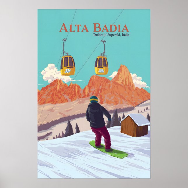 Póster de viaje de esquí de Alta Badia (Frente)