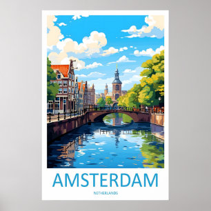 Póster de viaje de esquí de Amsterdam 2Vintage Par