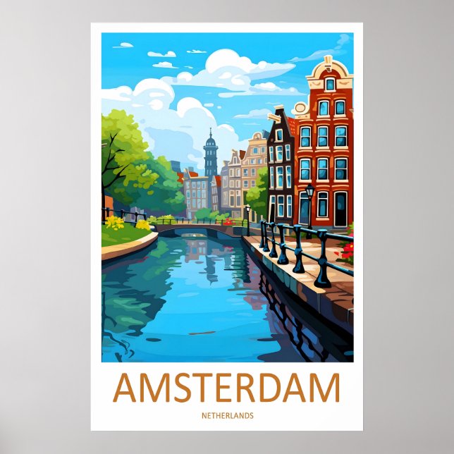 Póster de viaje de esquí de Amsterdam Parque Nacio (Frente)