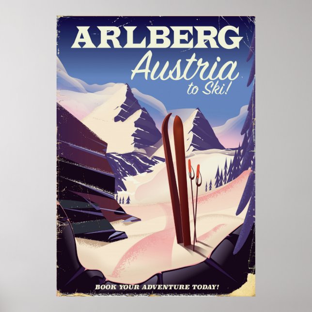 Póster de viaje de esquí de Arlberg Austria (Frente)