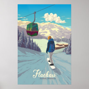 Póster de viaje de esquí de Flachau