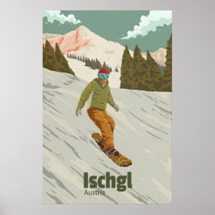 Póster de viaje de esquí de Ischgl Austria