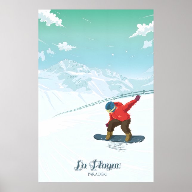 Póster de viaje de esquí de La Plagne (Frente)