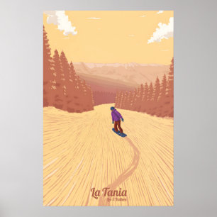 Póster de viaje de esquí de La Tania