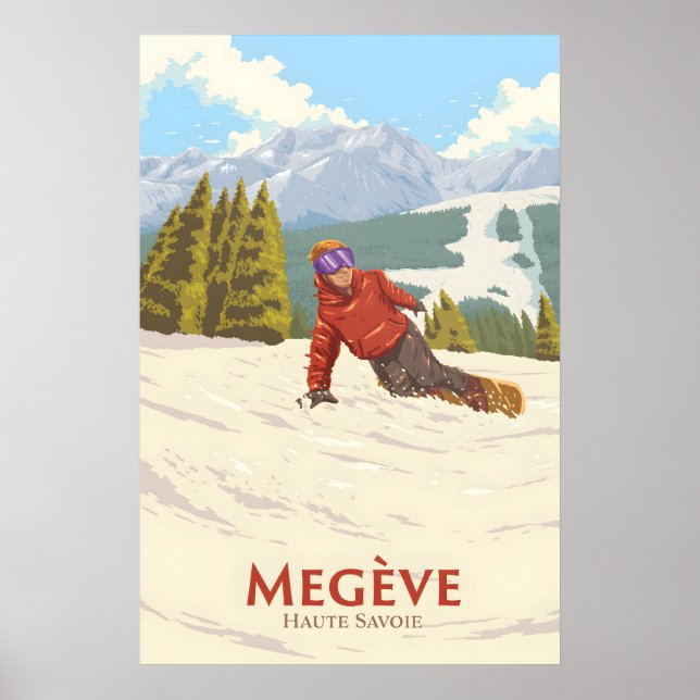 Póster de viaje de esquí de Megève (Frente)