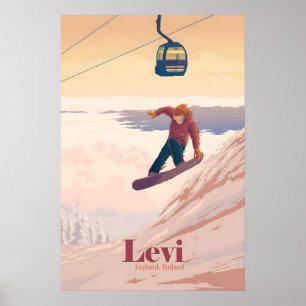 Póster de viaje de esquí de nieve de Finlandia de