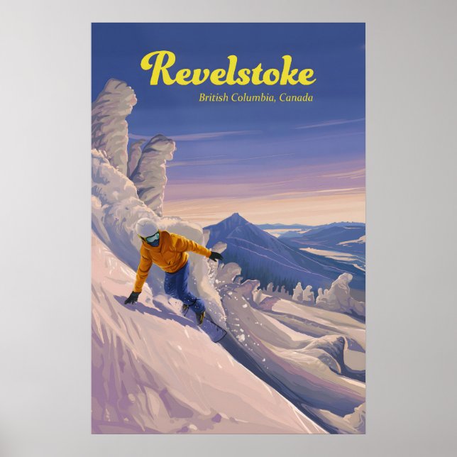 Póster de viaje de esquí de Revelstoke (Frente)