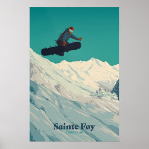 Póster de viaje de esquí de Sainte Foy Tarentaise