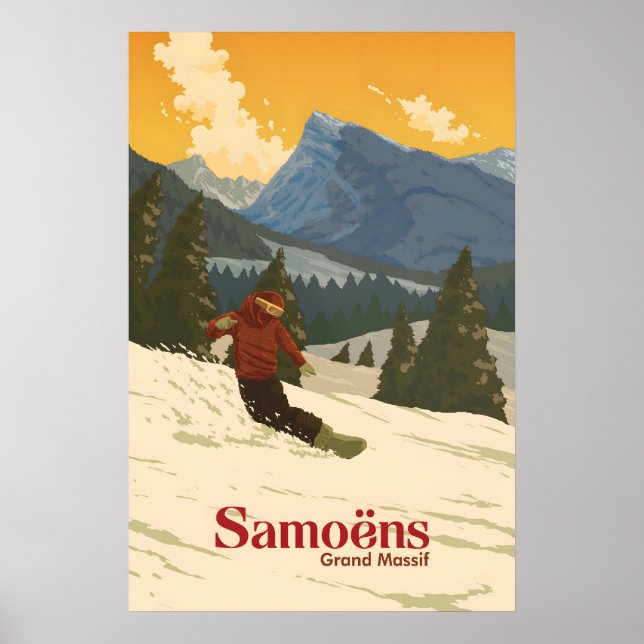 Póster de viaje de esquí de Samoens (Frente)