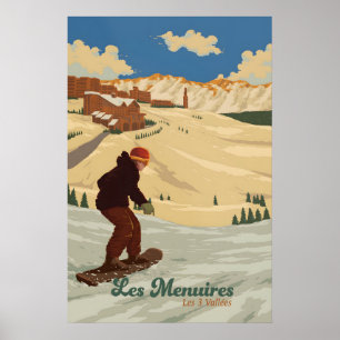 Póster de viaje de esquí en Les Menuires
