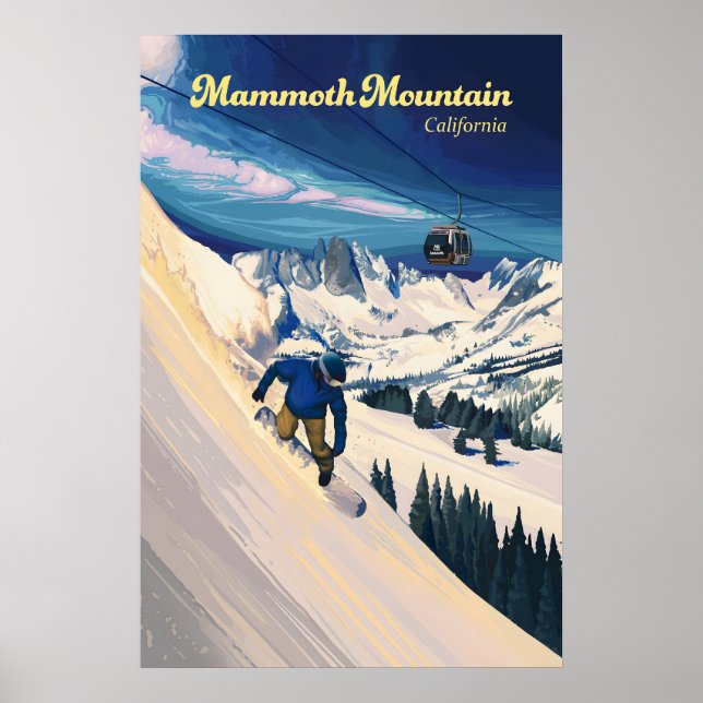 Póster de viaje de esquí en Mammoth Mountain (Frente)
