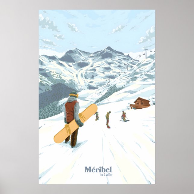 Póster de viaje de esquí en Méribel (Frente)