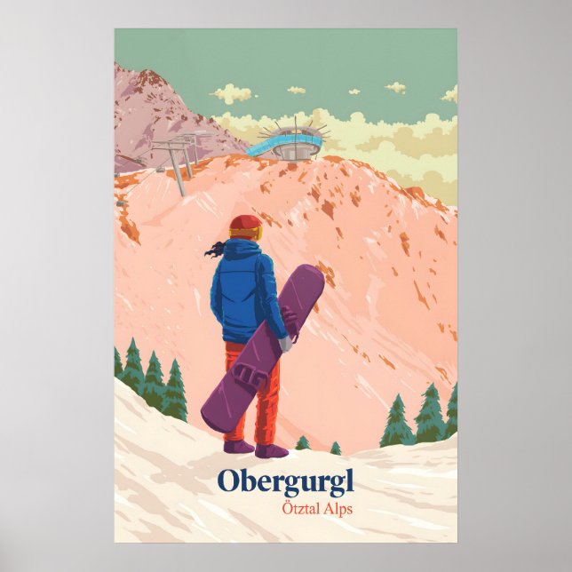 Póster de viaje de esquí en Obergurgl (Frente)