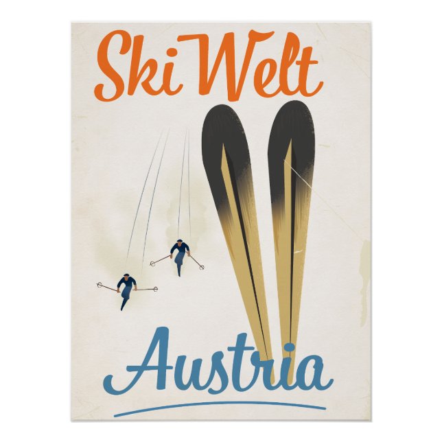 Póster de viaje de esquí Skiwelt Austria (Anverso)