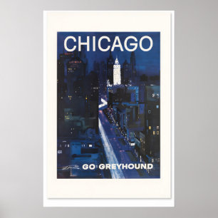 Póster de viaje de estilo vintage de Chicago años