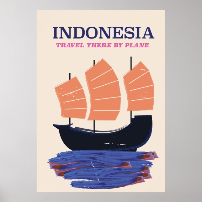 Póster de viaje de estilo vintage de Indonesia (Frente)