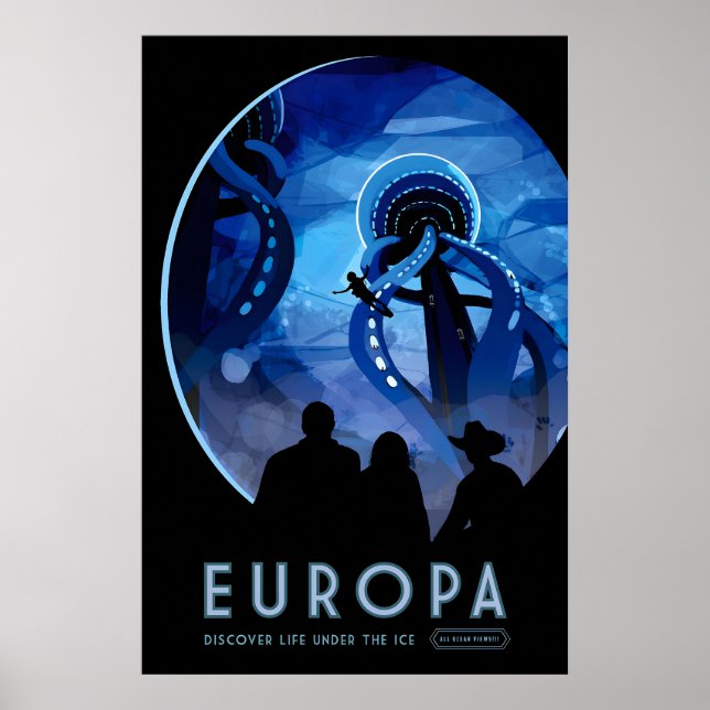 Póster de viaje de Europa de ciencia ficción retro (Frente)