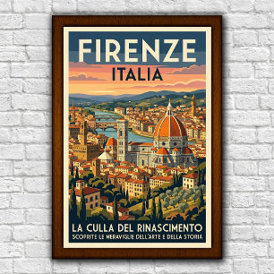 Póster de viaje de Florencia, Italia de la década 