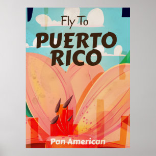 Póster de viaje de flores vintage de Puerto Rico