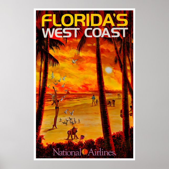 Póster de viaje de Florida Costa Oeste de Florida  (Frente)