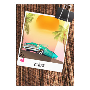 Póster de viaje de foto de coche vintage cubano.