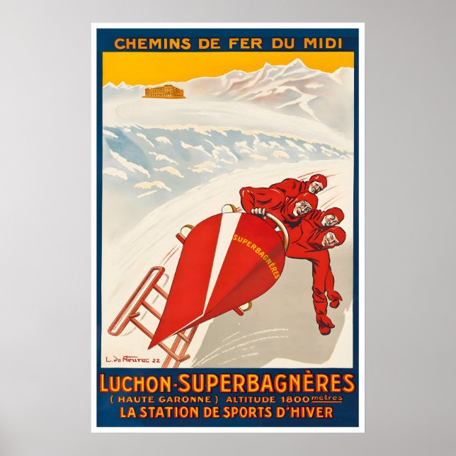 Póster de viaje de Francia de Saint Aventin Luchon (Frente)