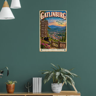 Póster de viaje de Gatlinburg Tennessee Montañas H