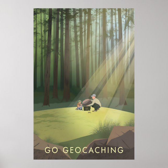 Póster de viaje de Geocaching (Frente)