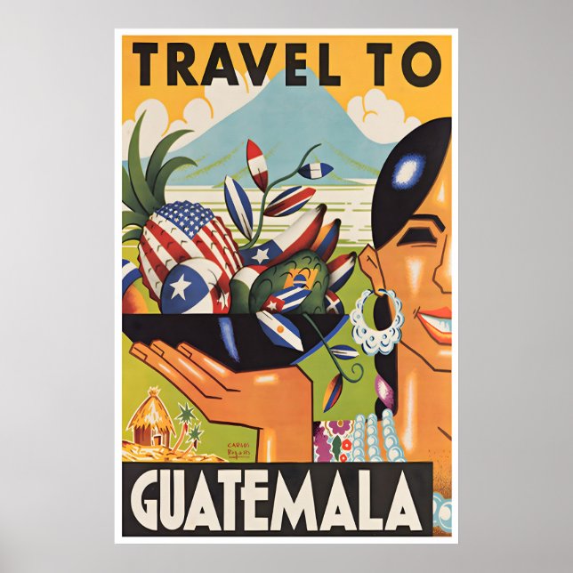 Póster de viaje de Guatemala Vintage Wall América  (Frente)