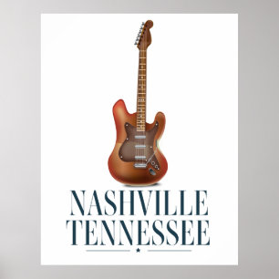 Póster de viaje de guitarra de Nashville Tennessee