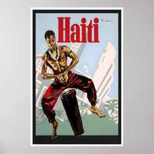 Póster de viaje de Haití Arte haitiano Vintage