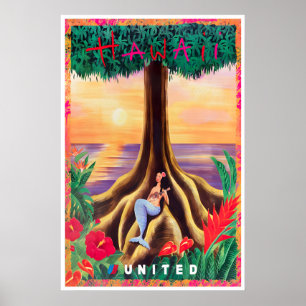 Póster de viaje de Hawái Arte hawaiano impresión u