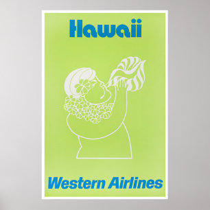 Póster de viaje de Hawái Regalo hawaiano Occidenta
