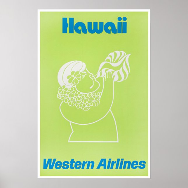 Póster de viaje de Hawái Regalo hawaiano Occidenta (Frente)