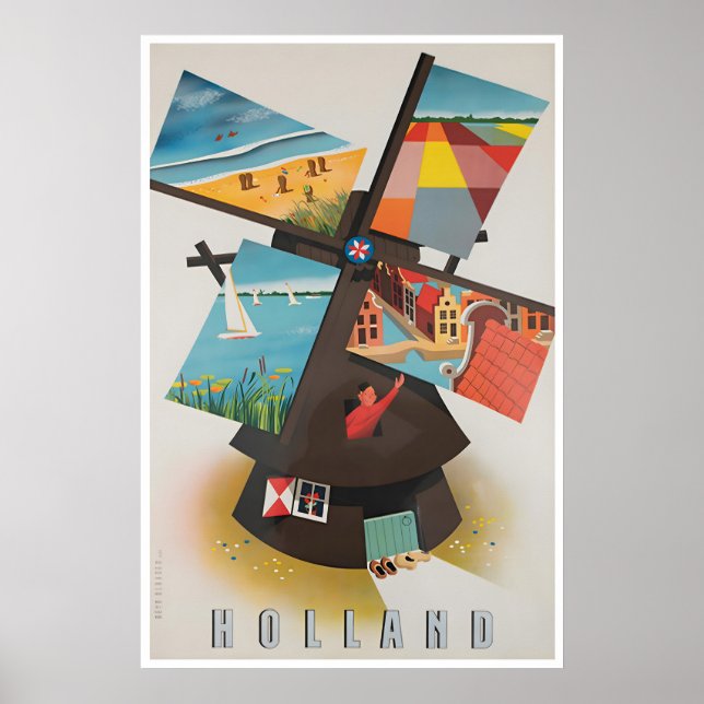 Póster de viaje de Holanda Arte Países Bajos Molin (Frente)