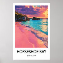 Póster de viaje de Horseshoe Bay Bermudas